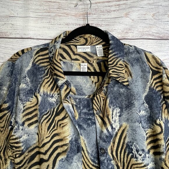 Covington Woman’s Blouse & Tank Set Size XL Blue Animal Print Safari Office Work - Picture 6 of 16
